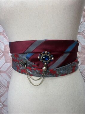 Upcycled Silk Tie Wrap Belt | Romantic Boho Waist Tie | Artisan Made